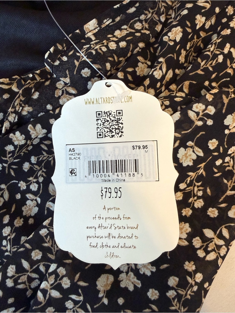 NWT Altar'd State Black and Cream Floral Ruffle Dress Women’s Medium - Picture 5 of 12
